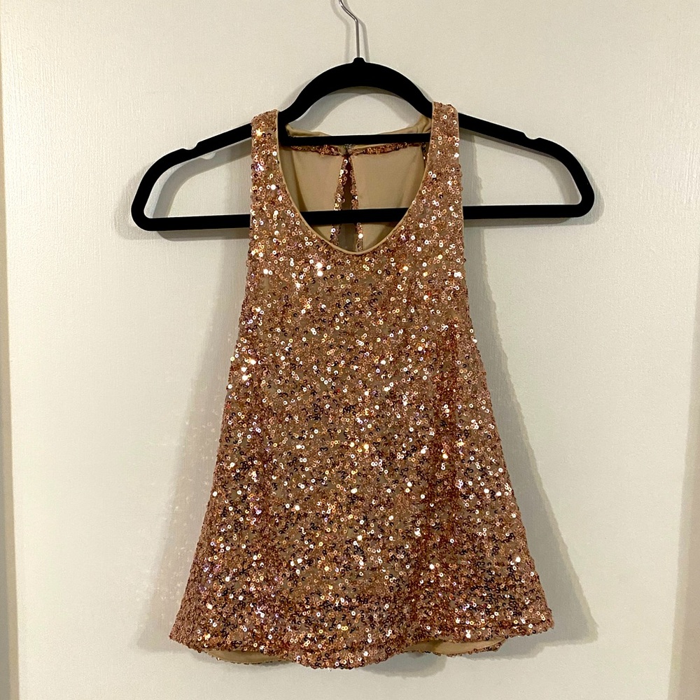 Rose Gold Sequins High Neck Top